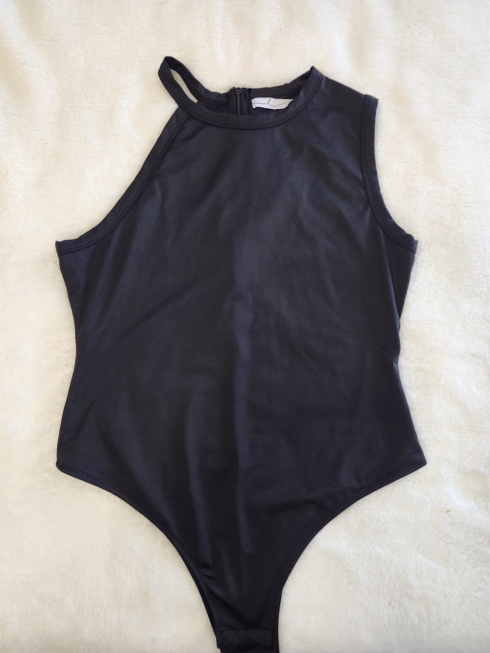High-Neck Black Bodysuit - Unbranded